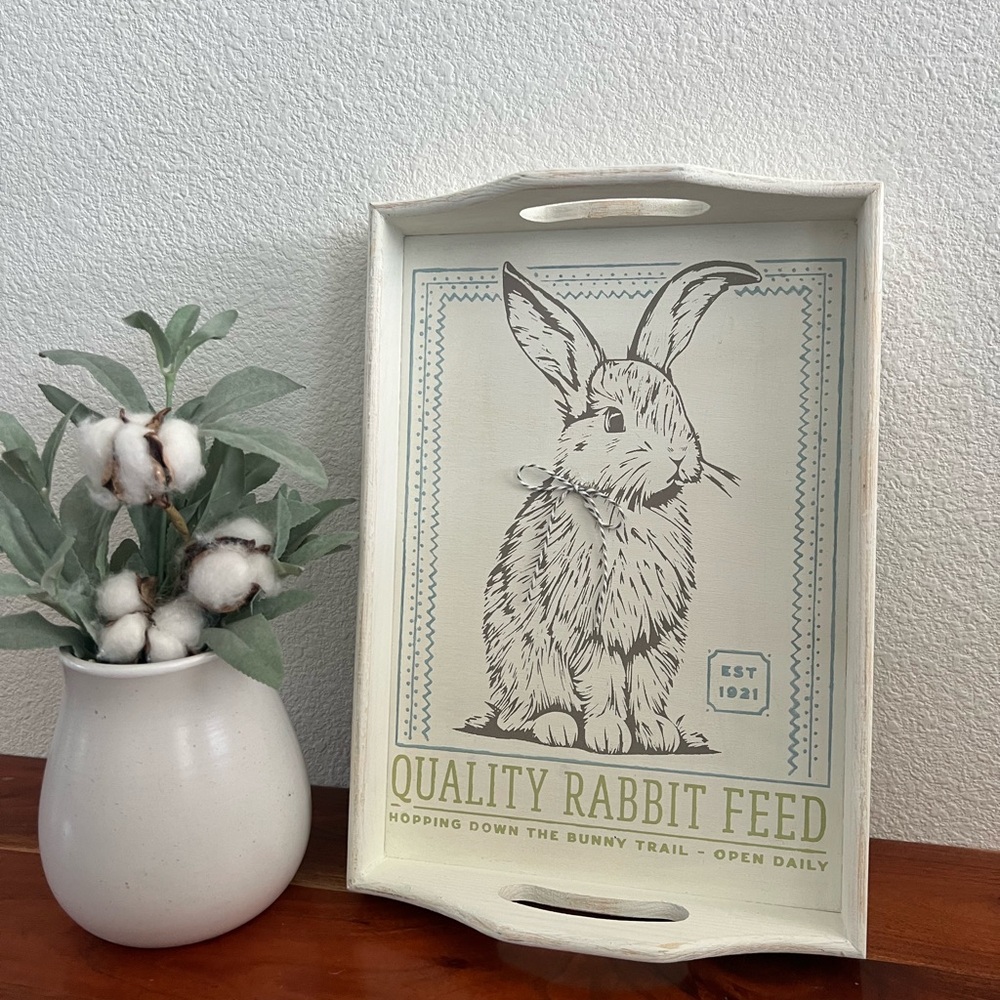 OOAK, 🐰 Vintage Pastel Feed, Decorative Tray, Homemade, Painted Wall Decor